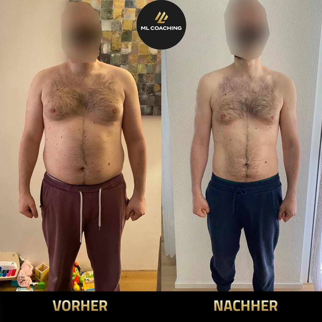 Körpertransformation Vorher-Nachher Vergleich, Klient von Marco Laterza Zürich