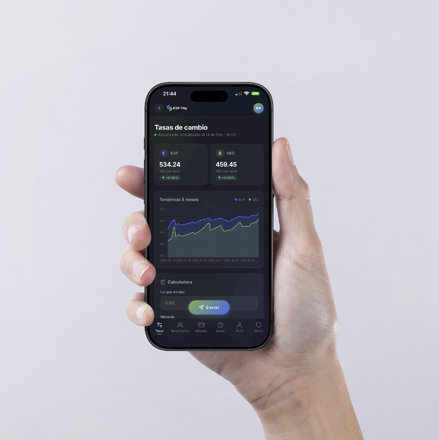 Plataforma KBP Pay — sistema de remesas España–Venezuela con flujos fintech